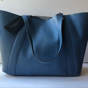 REVERSIBLE Faded blue & faded gray Zara tote bag